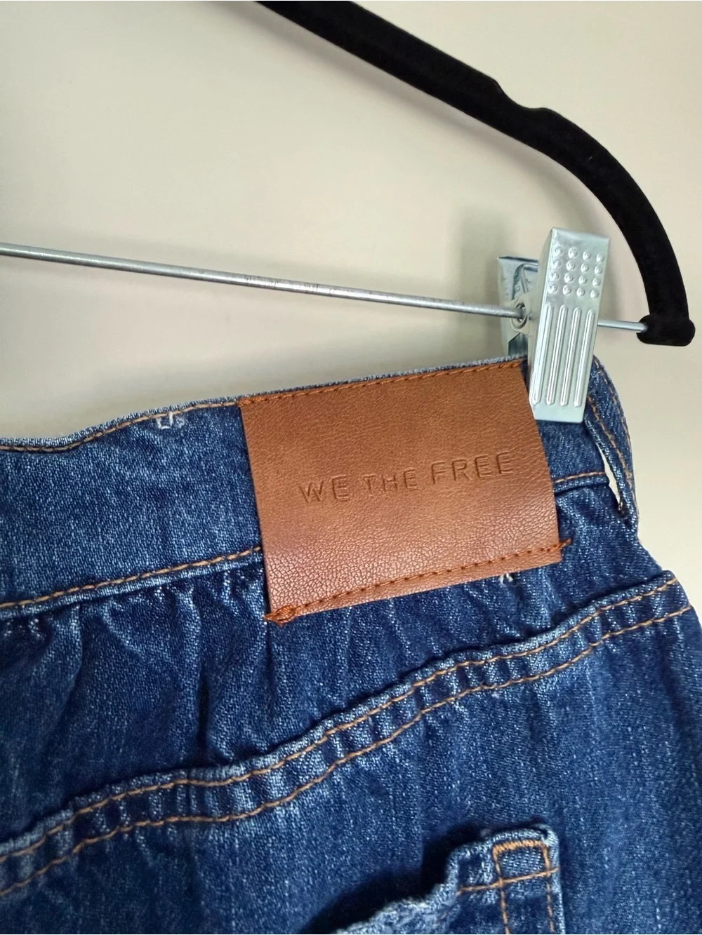 NEW We The Free Demi Denim Mini Skort Medium Wash Sz 26 Mid Rise A Line Fit
